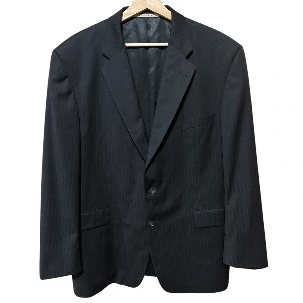 EUC - Burberry Pinstripe Kensington 100% Wool Blazer - Black - Size 46
